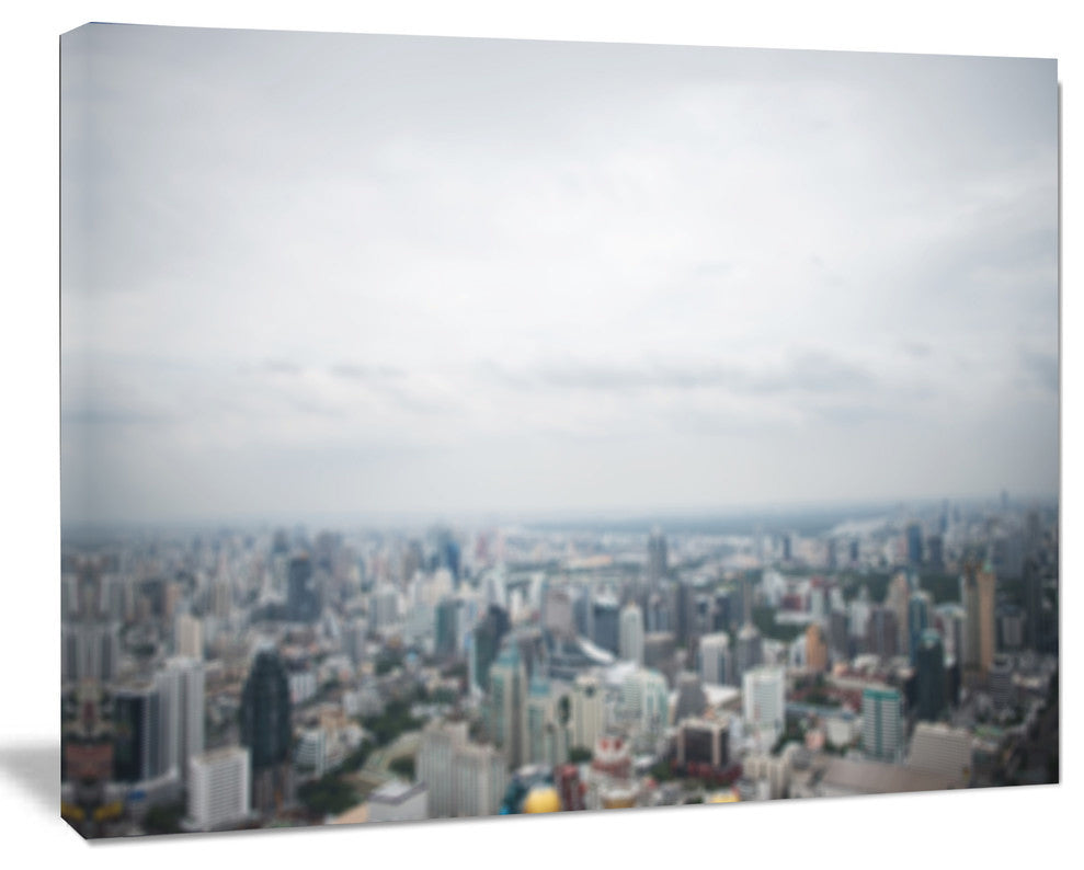 Panoramic Aerial View of Big City, Landscape Canvas Art Print, 40"x30"