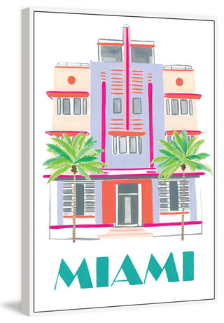 "Miami Art Deco" Floater Framed Painting Print on Canvas, 16"x24"