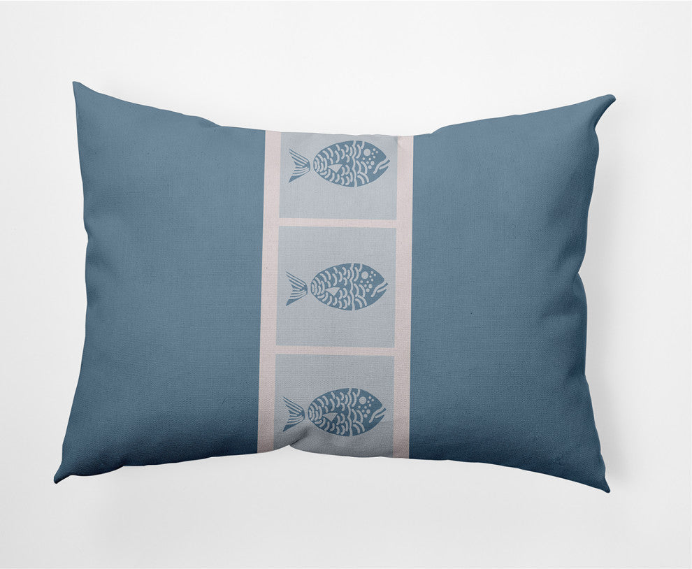 14x20" Fish Chips Nautical Decorative Indoor Pillow, Dusty Smoke
