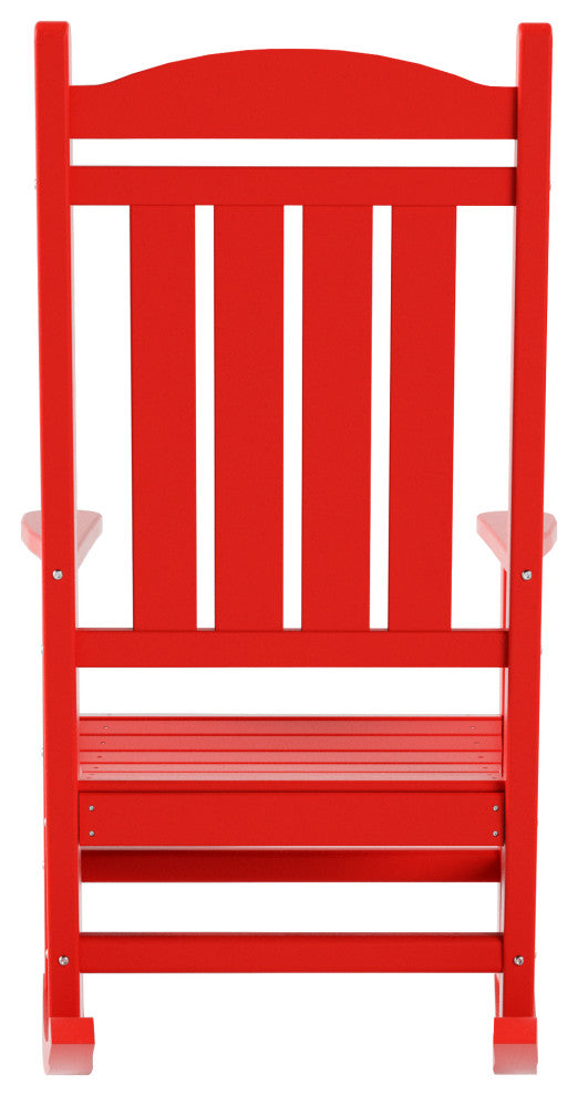 WestinTrends HDPE Outdoor Patio Adirondack Rocking Chair, Classic Porch Rocker, Red