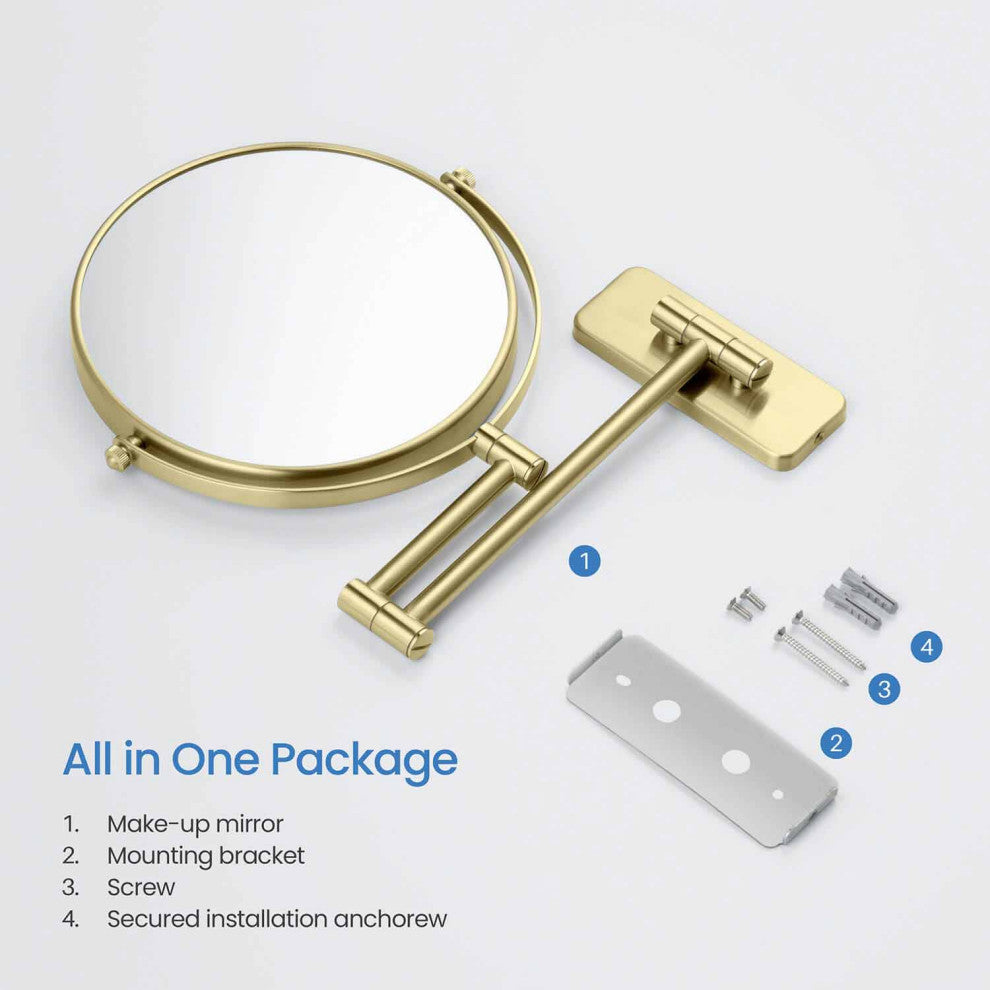 Circular Magnifying Makeup/shaving Mirror, Brushed Gold