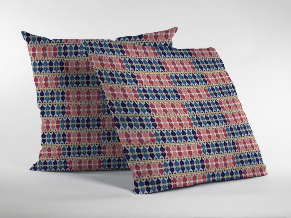 20" Red Blue Spades Suede Throw Pillow