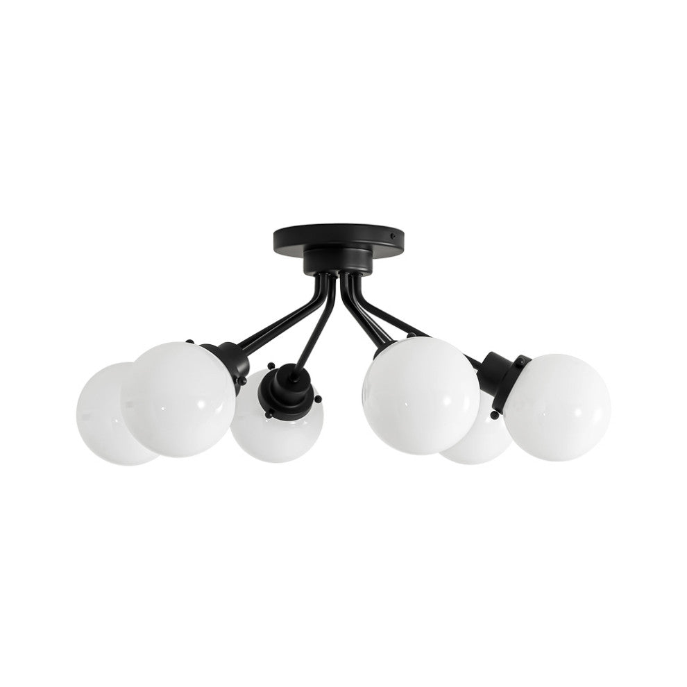 Mid-Century Modern 6-Light Sputnik Glass Globe Semi Flush Mount