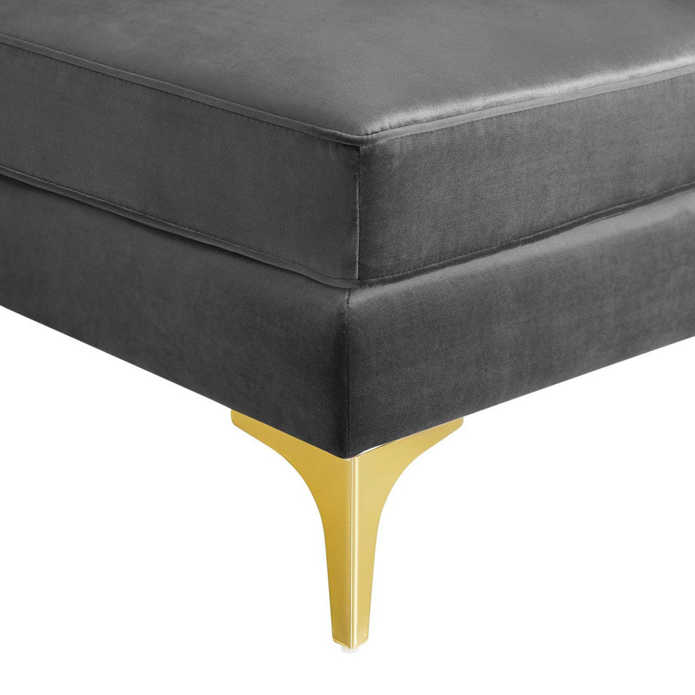 Tufted Sectional Sofa Set, Velvet, Gray, Modern, Living Lounge Hospitality