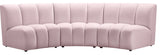 Infinity Channel Tufted Velvet Modular Chair, Pink, 3 Piece