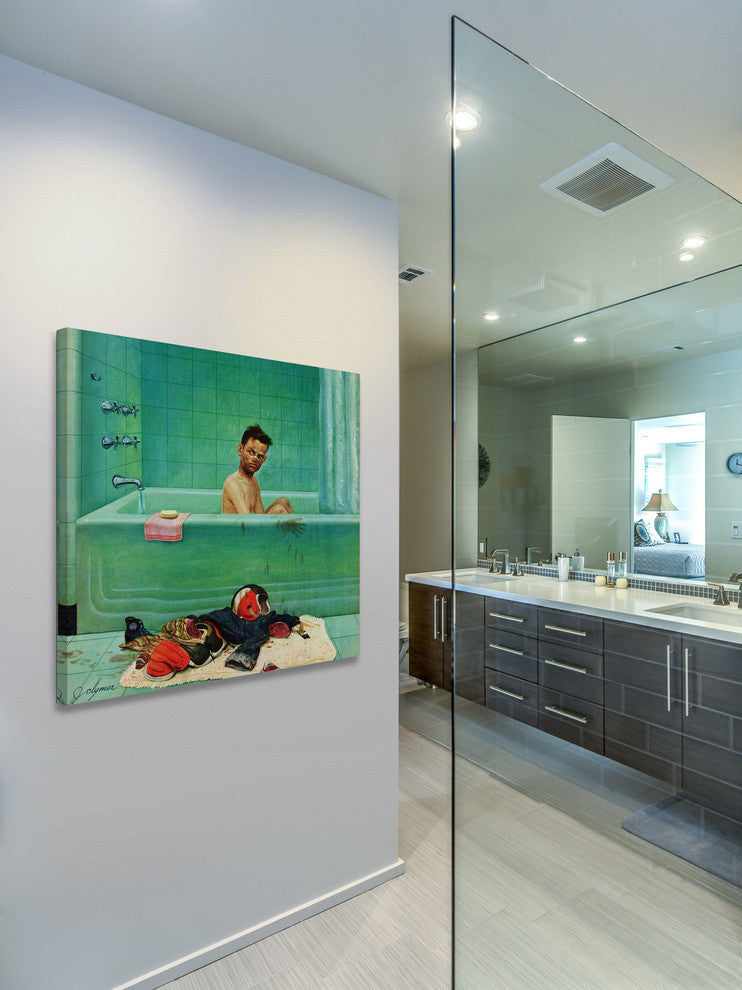 "Quarterback in the Tub" Painting Print on Canvas by John Clymer