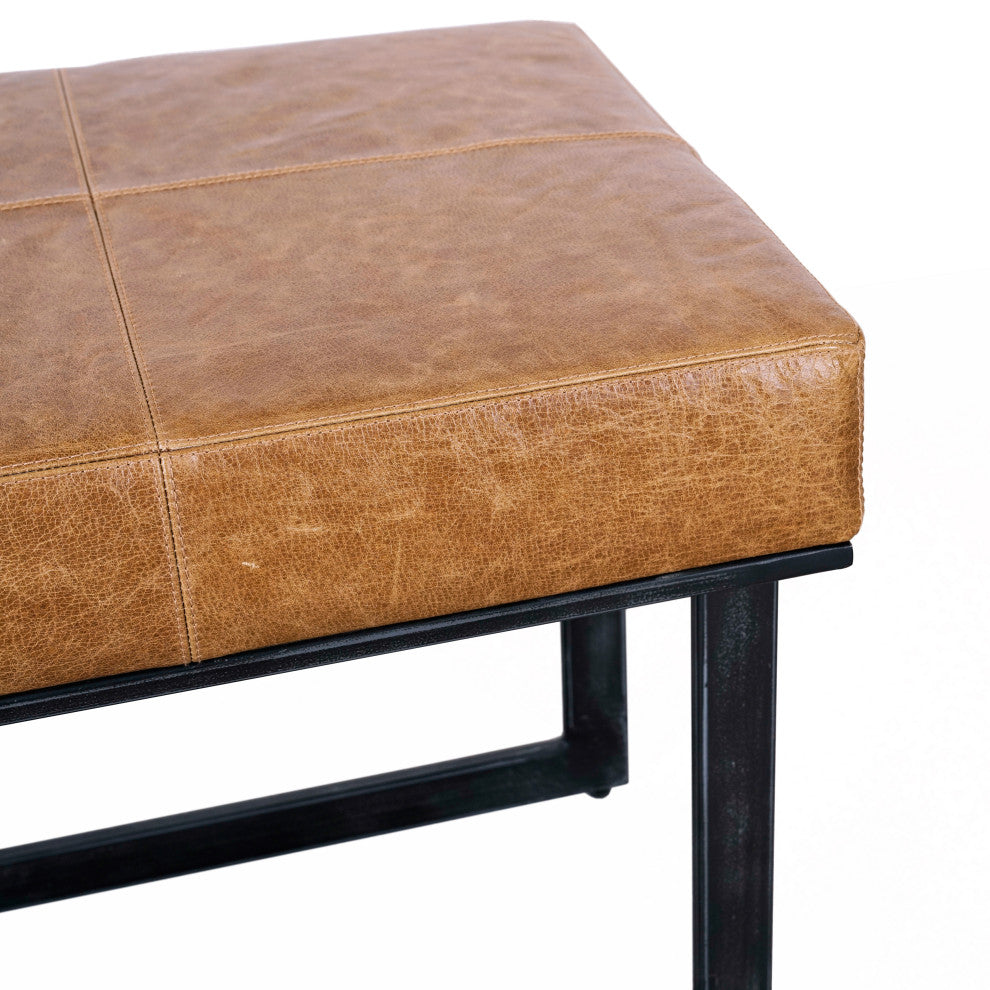 Calvin Narrow Bench in Chestnut by Kosas Home, Chestnut