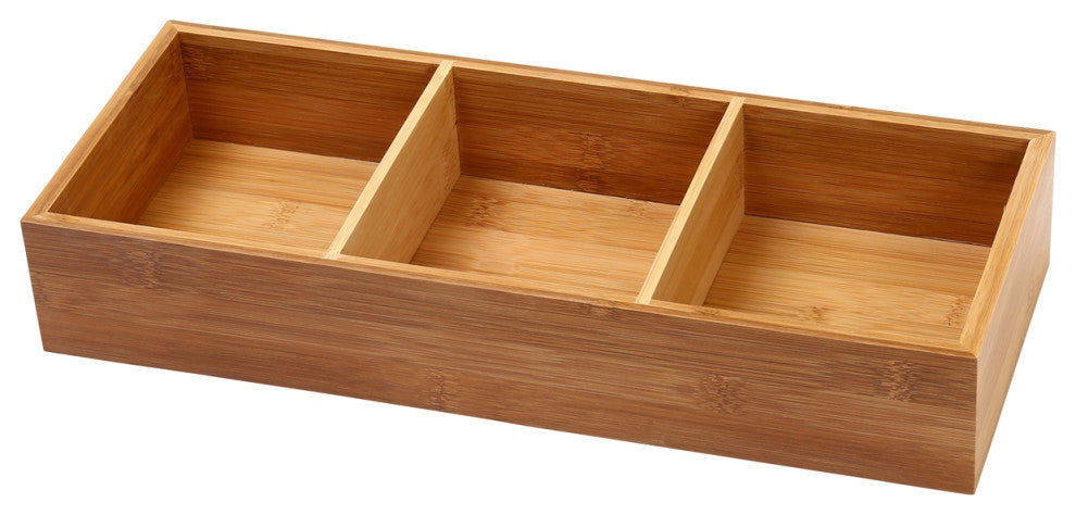 YBM HOME Bamboo 3 Compartment Organizer Tray for Drawers