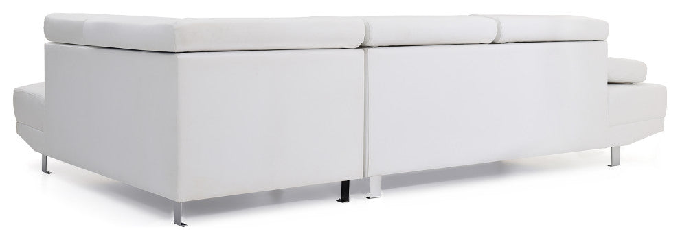 Riveredge 109" W 2 Piece Faux Leather L Shape Sectional Sofa, White