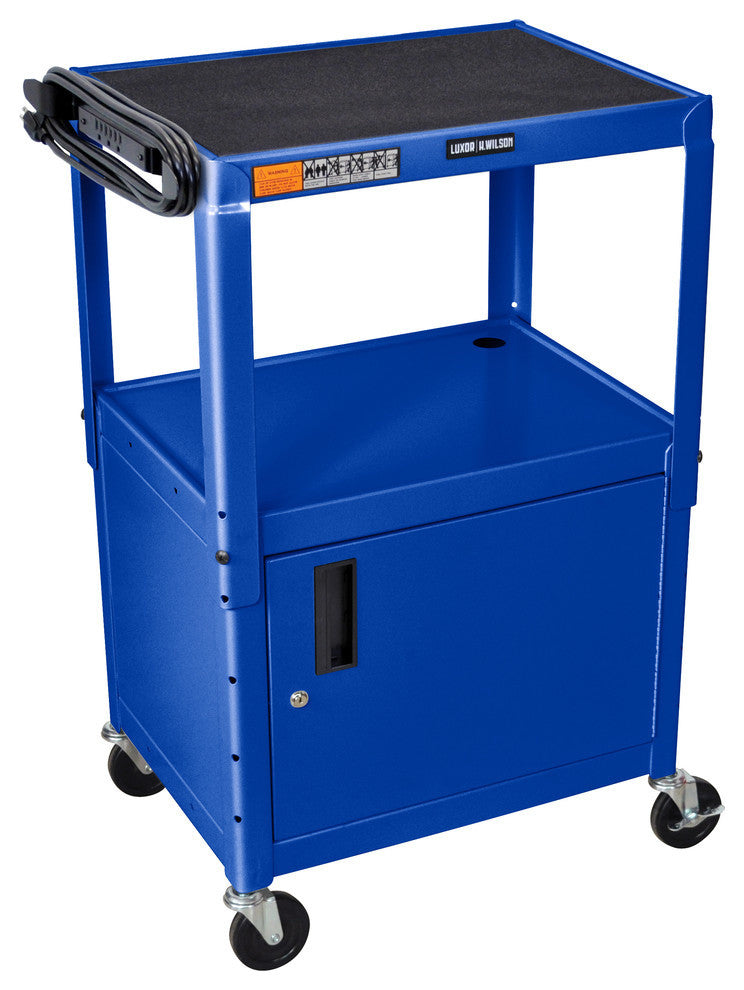 Luxor Blue 42" Adjustable Height Cart With Cabinet