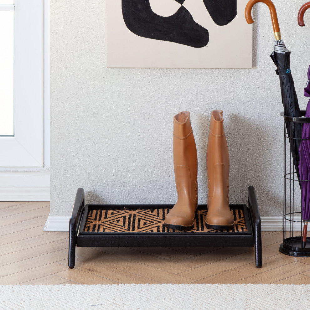 Single-Tier Black Stand With 2-Pair Rubber Boot Tray Ibadan