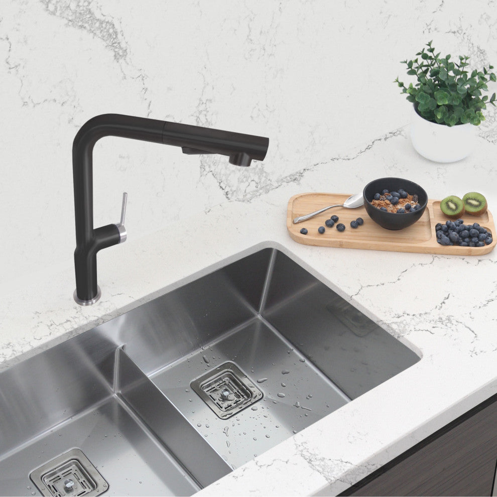STYLISH Kitchen Sink Faucet Single Handle Pull Down Dual Mode Stainless Steel