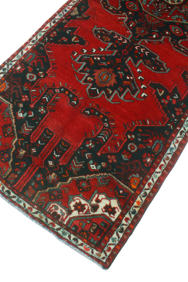 Fine Vintage Distressed Hengameh Red/Ivory Runner, 3'5x10'2