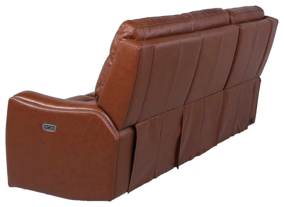 Natalia Power Leather Recliner Sofa, Caramel