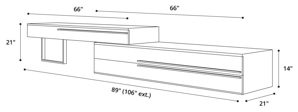 Gramercy Media Console, Glossy White and Gray Oak