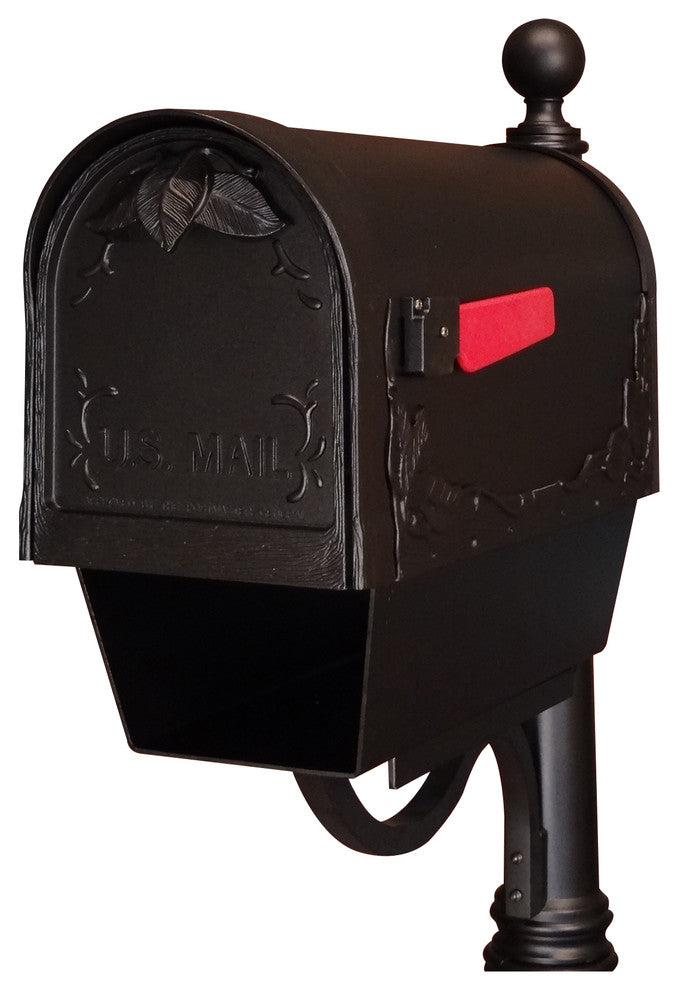 Floral Curbside Mailbox with Paper Tube, White