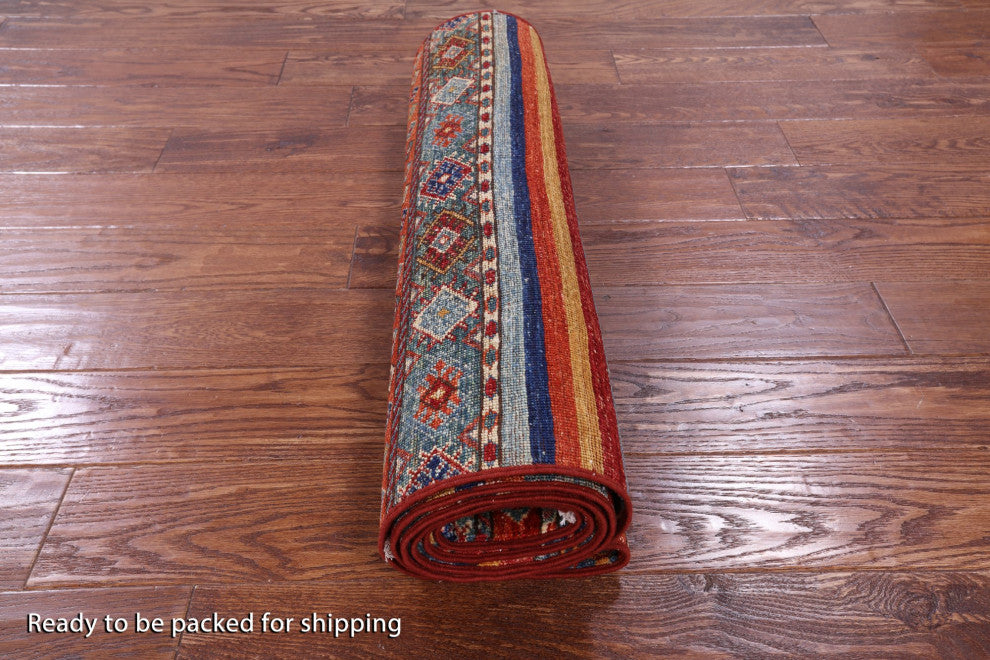 2' 8" X 8' 1" Runner Handmade Super Kazak Khorjin Wool Rug Q10846