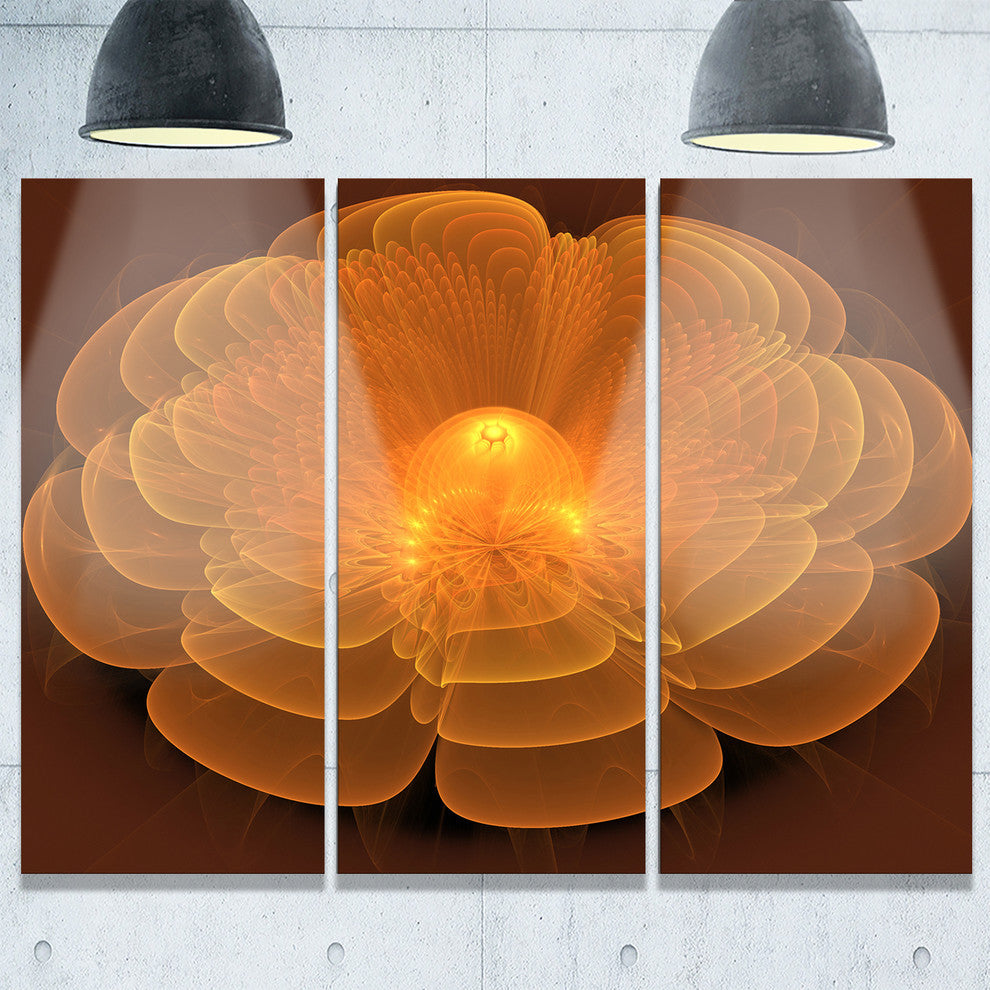 "Water Lily Digital Art Fractal Flower" Metal Wall Art, 3 Panels, 36"x28"
