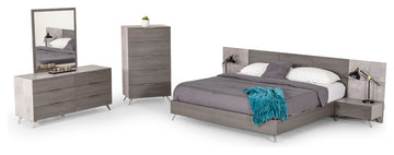 Nova Domus Bronx Italian Modern Faux Concrete and Grey Bedroom Set, Eastern King