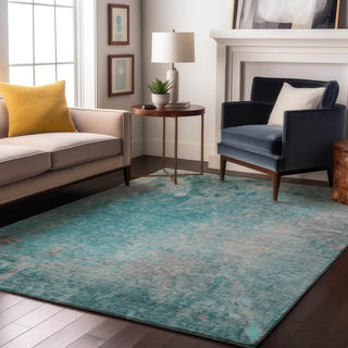 Premium Machine Washable Mayfield AMF562 Teal 9' x 12' Rug
