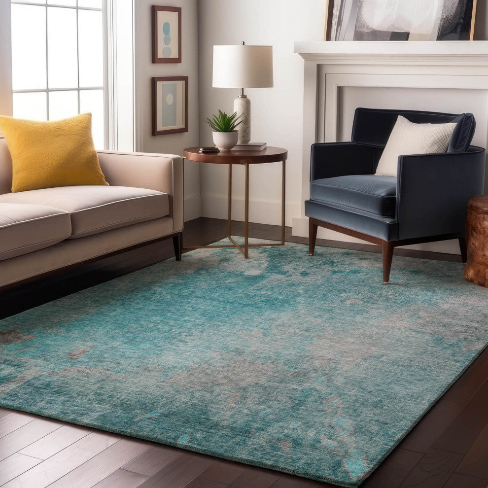 Premium Machine Washable Mayfield AMF562 Teal 9' x 12' Rug