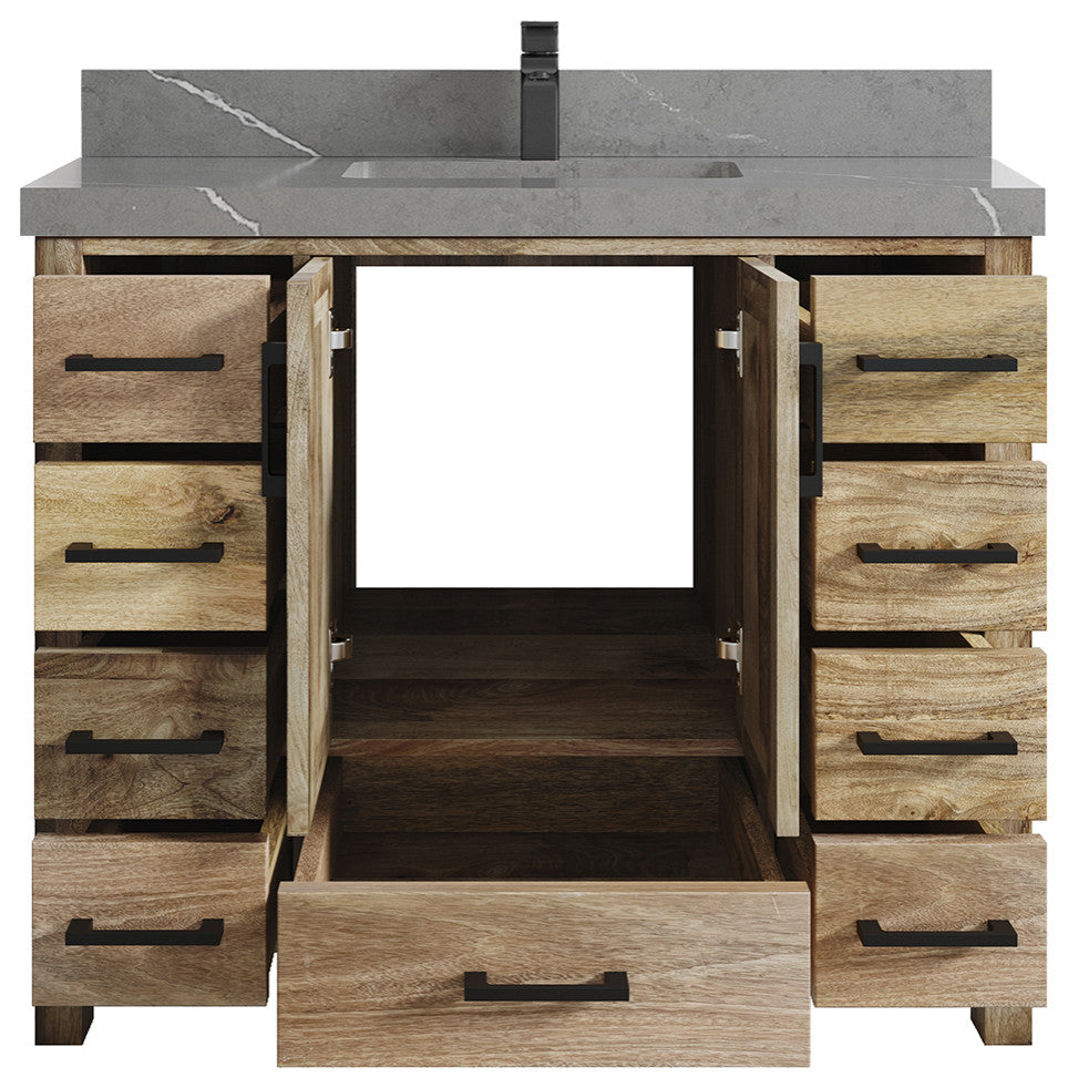 Malibu Mango 42 Single Sink Bath Vanity in Natural 2" Piatra Gray