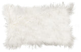 Natural 100% Sheepskin Mongolian Pillow, 12"x20", White