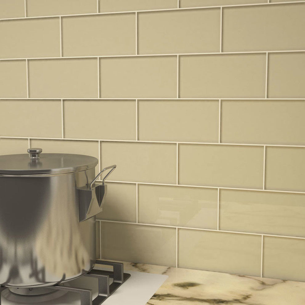 Glass Subway Tile, Light Taupe, Sample Swatch