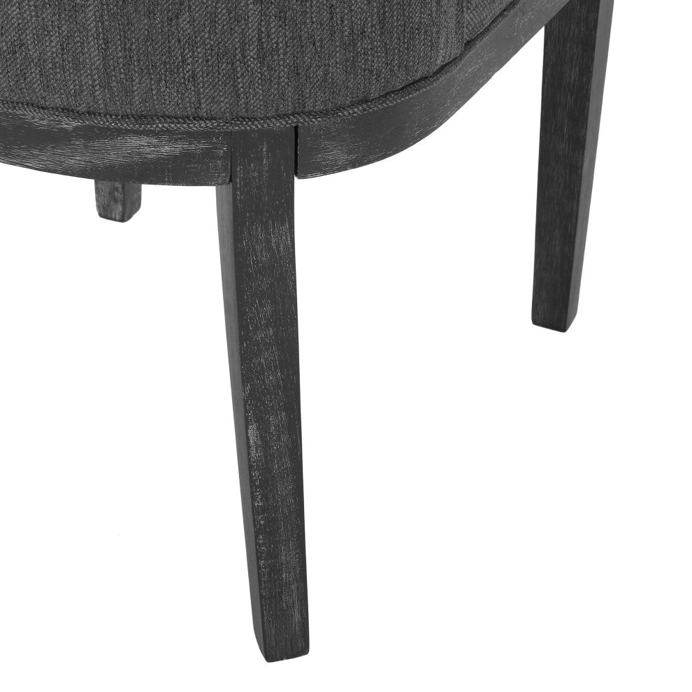 Boise Contemporary Fabric Upholstered Wood Dining Chairs, Set of 2, Charcoal/Weathered Gray