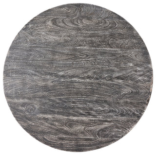 36" Coffee Table Mango Wood Round Drum Sandblasted Black Farmhouse Style