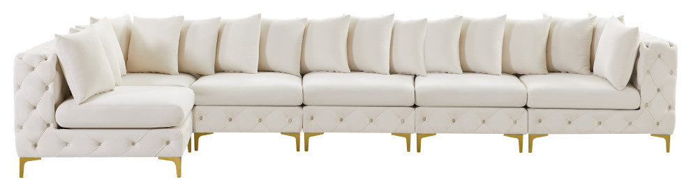 Tremblay Modular Sectional, Cream, L-Shaped, 6-Piece: Armless (4), Corner (2)