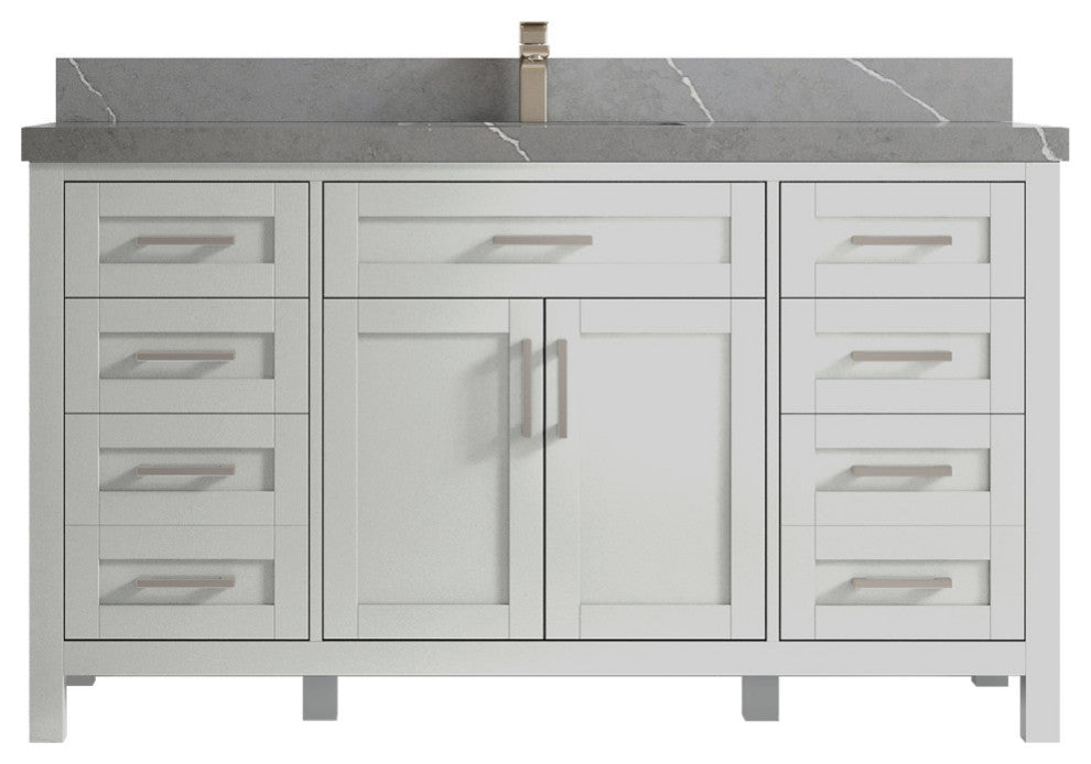 Cambridge 60 Single Bathroom Vanity in Coventry Gray 2" Piatra Gray
