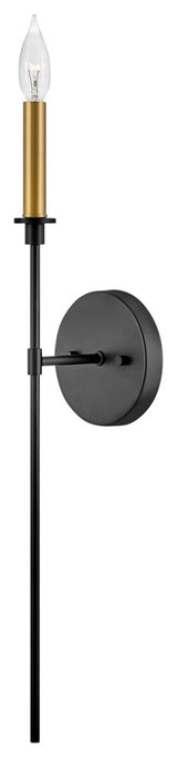Lark Hux 24" Single Light Tall Sconce, Black + Lacquered Brass