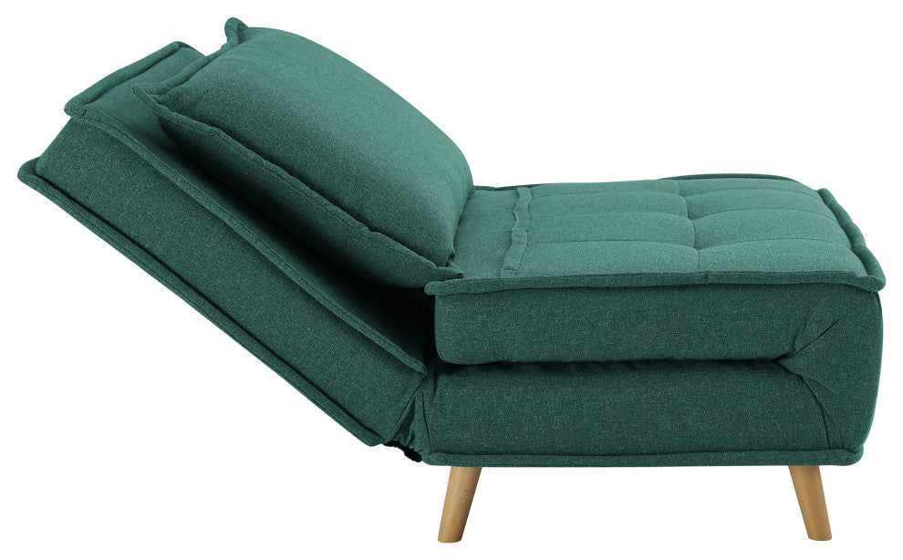 Modern Fabric Upholstered Convertible Sofa Bed Folding Sleeper Chair, Green