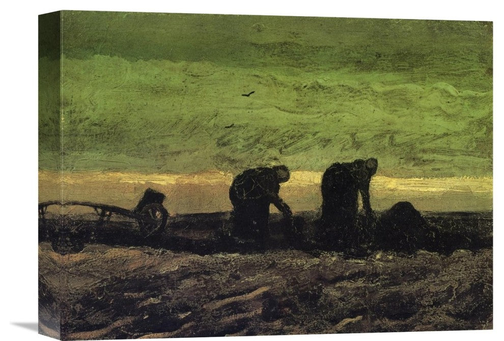 "Two Peasant Women In Peat Field" Canvas Giclee by Vincent Van Gogh, 16"x12"