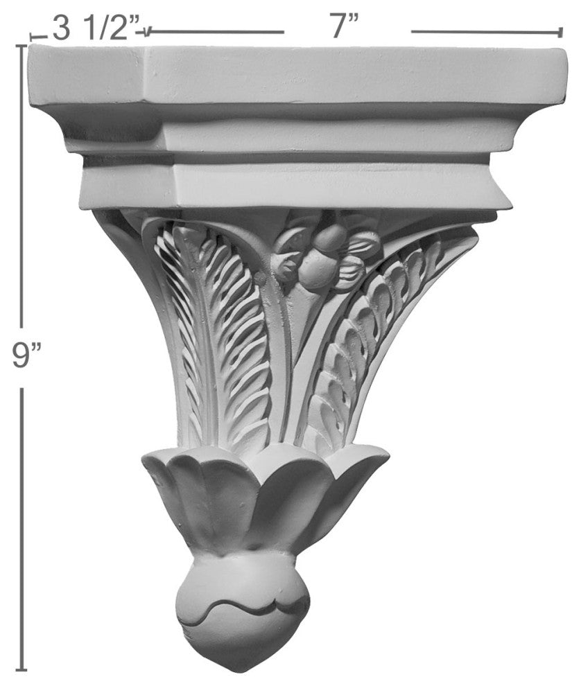 7"W x 3 1/2"D x 9"H Floral Corbel