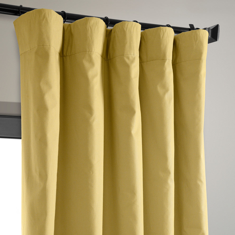 Solid Cotton Blackout Curtain Single Panel, Light Ochre, 50w X 108l