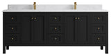 Nashville 84" Double Sink Bath Vanity, Black 1.5" Empira Quartz