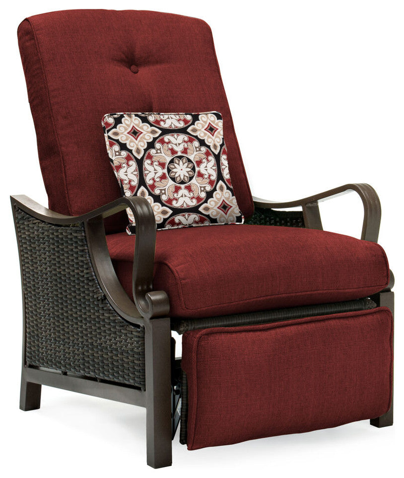 Saratoga Outdoor Luxury Recliner, Crimson Red