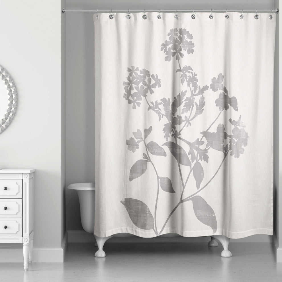 Neutral Distressed Florals 71"x74" Shower Curtain