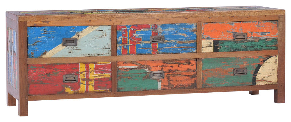 Dresser / Buffet with 6 Drawers made from Recycled Teak Wood Fishing Boats