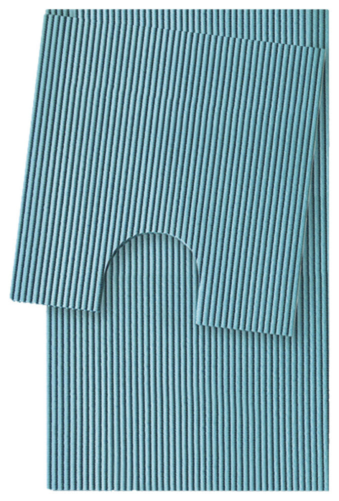 Plain PVC Bathroom Mat Set, 2 pcs, Light Blue, 20" x 20" and 20" x 31"