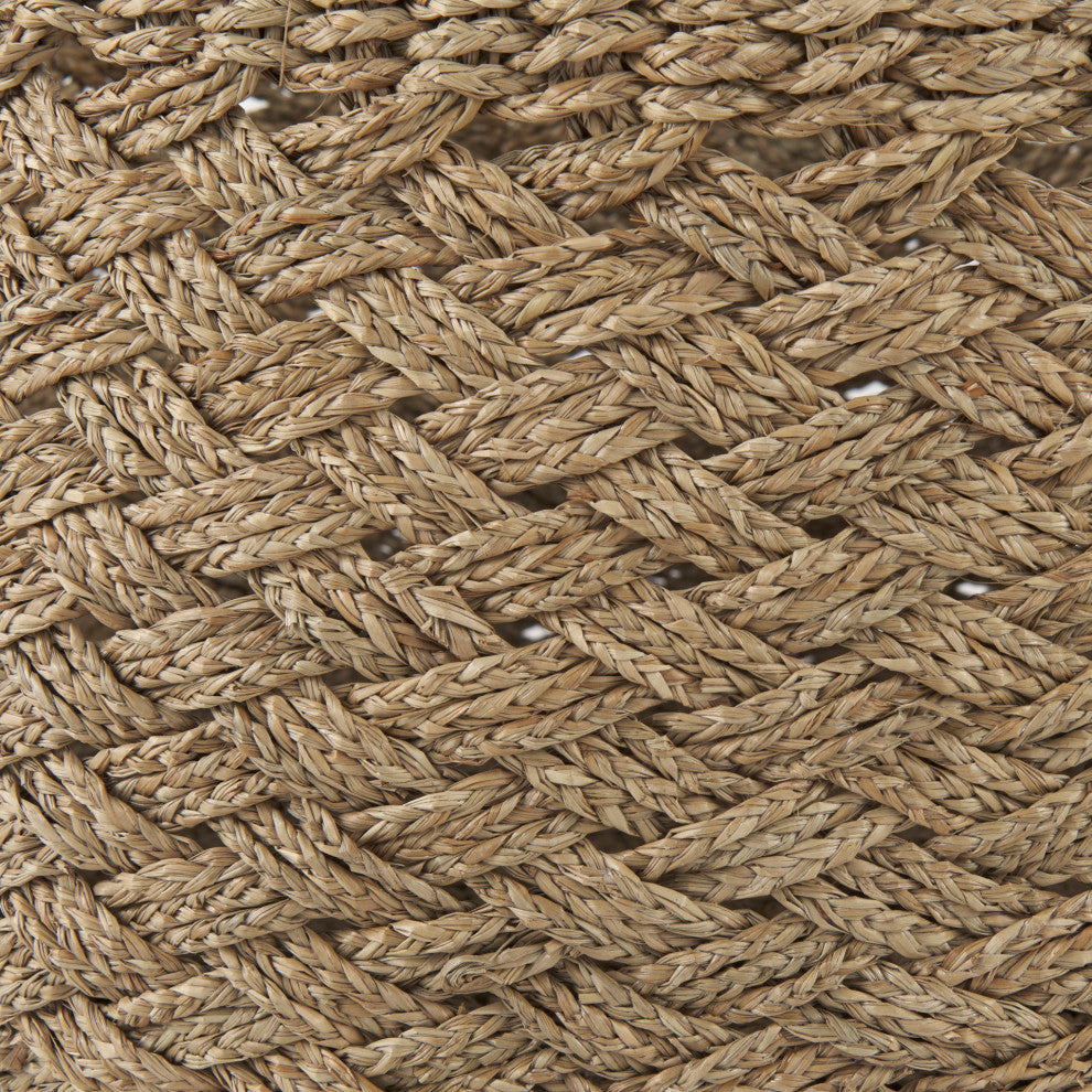 Jarek Medium Brown Seagrass Cross Weave Round Baskets, 3-Piece Set
