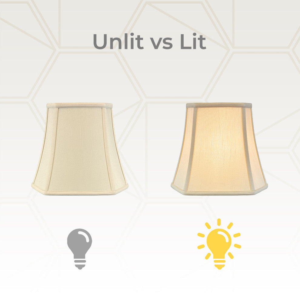 Royal Designs Square Cut Corner Bell Lamp Shade, Beige, 8"x14"x11.25", Set of 2