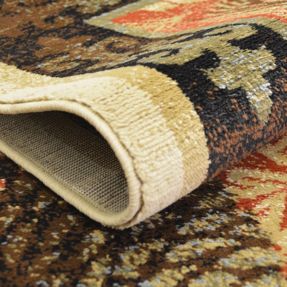 Baton Rouge Lodge Area Rug, Brick, 5'3"x7'3"