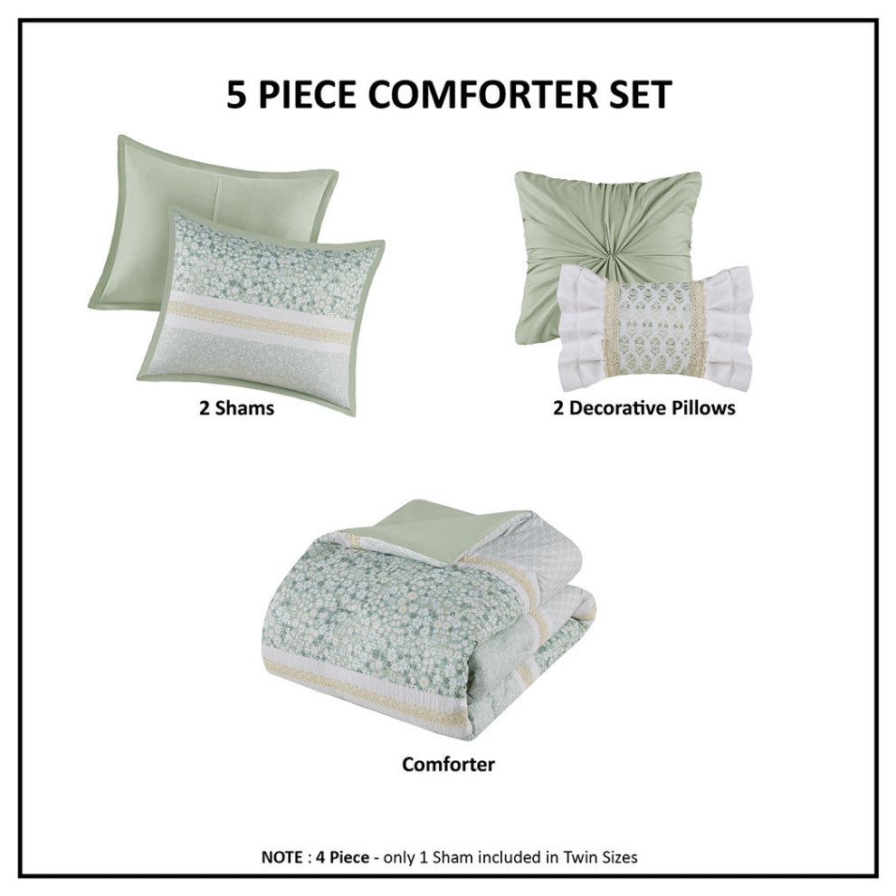 Madison Park Caralie 5 Piece Seersucker Comforter Set With Throw Pillows