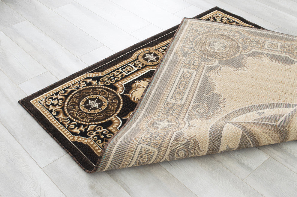 Allstar Western Area Rug Texas Star design, Black, 8x10