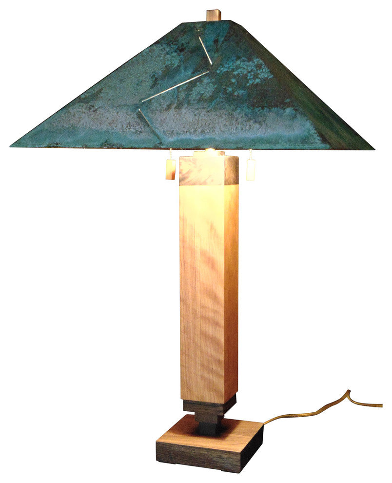 The Winona Table Lamp Green Copper Patina Shade
