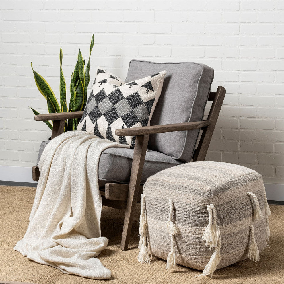 HomeRoots Flint Gray Fabric Accent Chair With Covered Wooden Frame