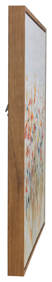 Wildflowers Abstract Floral Canvas Wall Art Natural Wood Frame